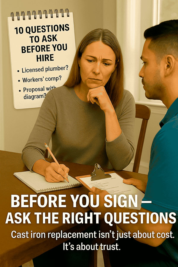 Ask Before Hiring a Cast Iron Pipe Replacement Company