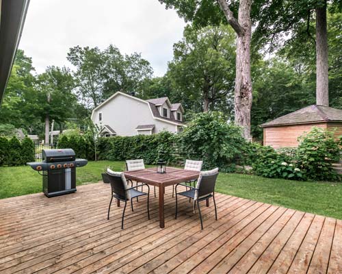 deck overlooking backyard